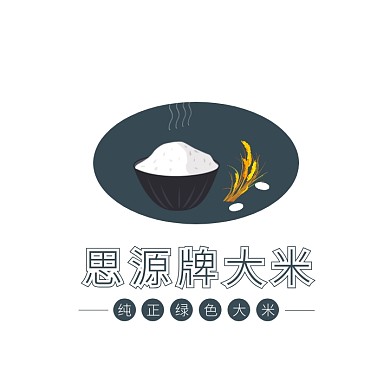 深藍米飯水稻插畫大米糧食電商logo