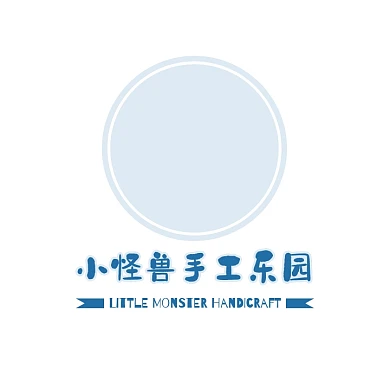 蓝色圆形剪纸森林动物手工乐园头像logo