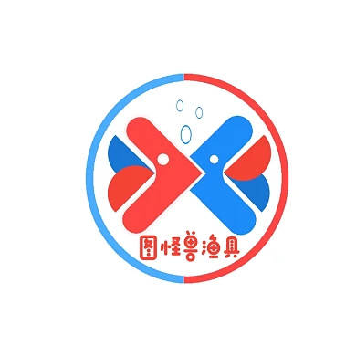 蓝红色几何创意大方渔具门店LOGO