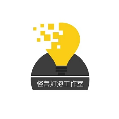 LOGO圆形黄黑创意灯泡logo设计