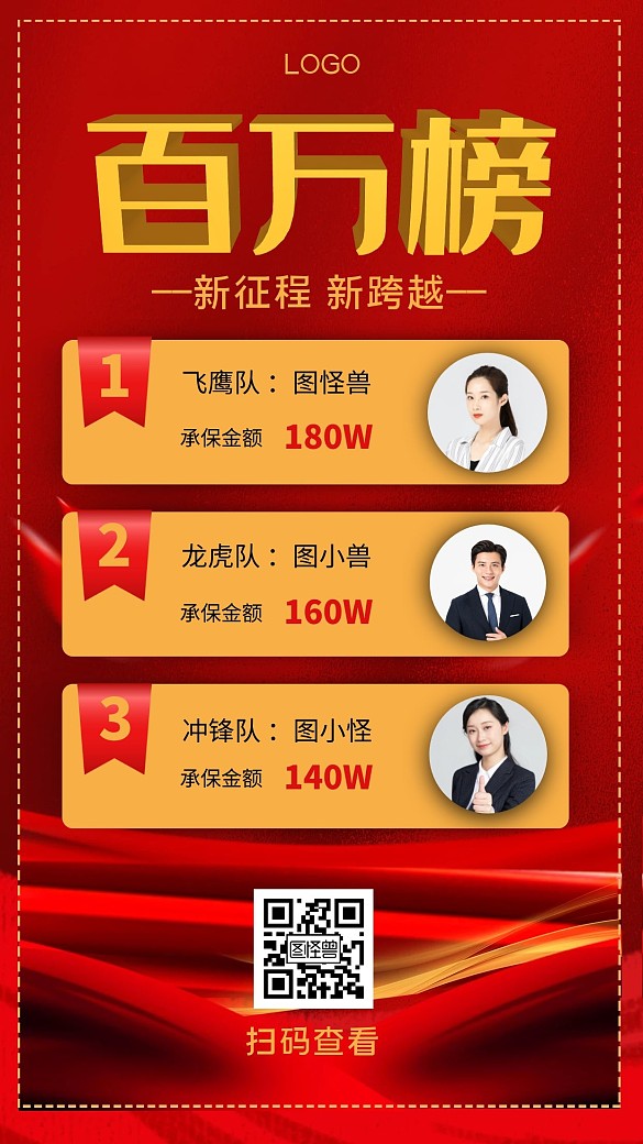 紅色大氣風(fēng)百萬(wàn)榜手機(jī)海報(bào)