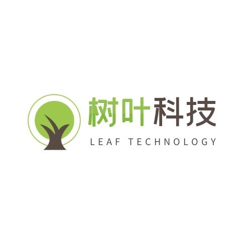 簡約幾何綠色咖色樹木葉logo