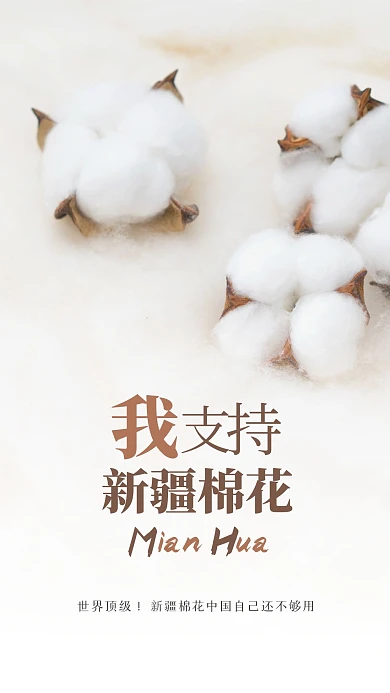 清新简约支持新疆棉花手机海报