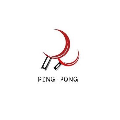 乒乓球拍紅色簡約logo