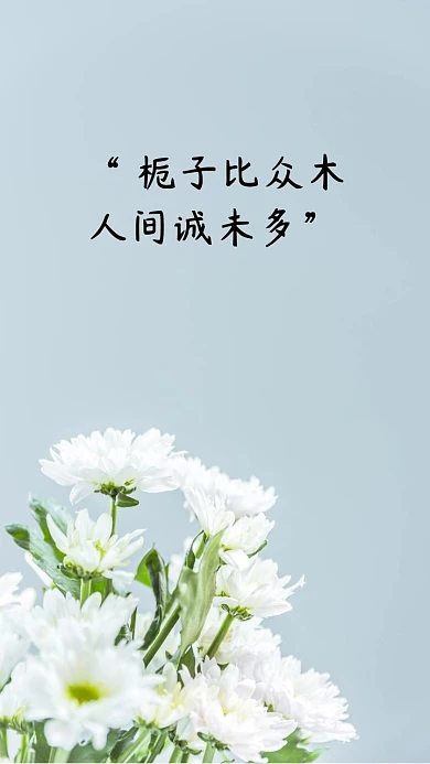 诗句栀子花灰蓝手机壁纸