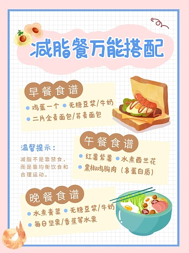 春季减脂餐搭配减脂食谱宣传创意小红书