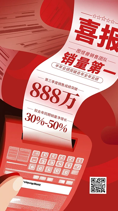 原创红色喜庆销售喜报手机海报