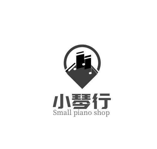 小琴行音符地標(biāo)黑白簡約LOGO