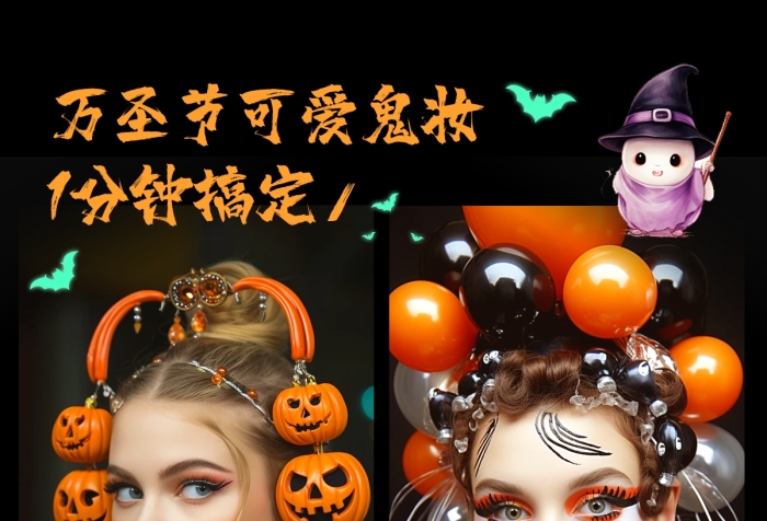 萬圣節(jié)可愛鬼妝教效果模板