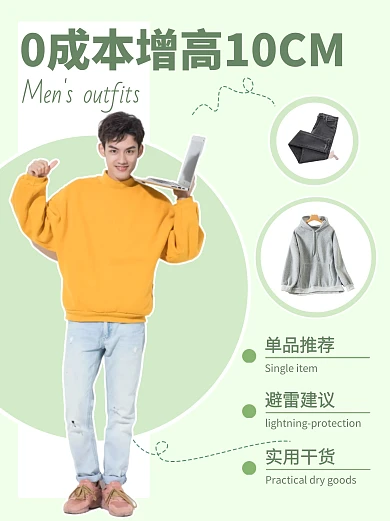 男生穿搭推荐绿色创意小红书封面