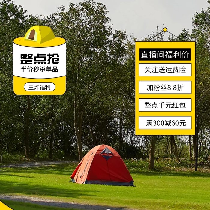 户外露营烧烤直播背景