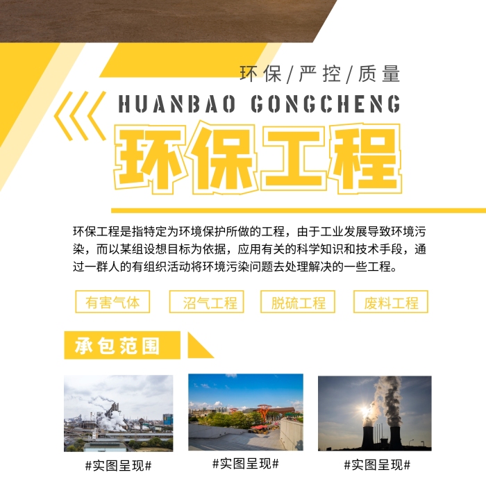 環(huán)保工程工業(yè)發(fā)展環(huán)境污染黃色展架