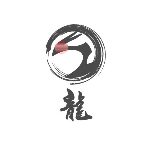 灰色水墨圓形Z字龍logo設計