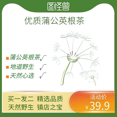 绿色创意简约蒲公英根茶主图