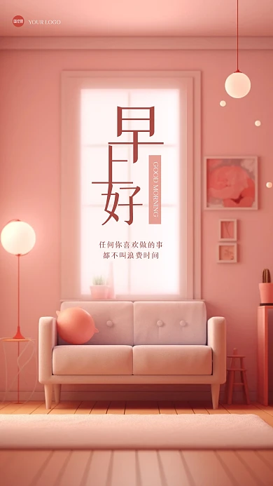 清新早安祝福3D海报