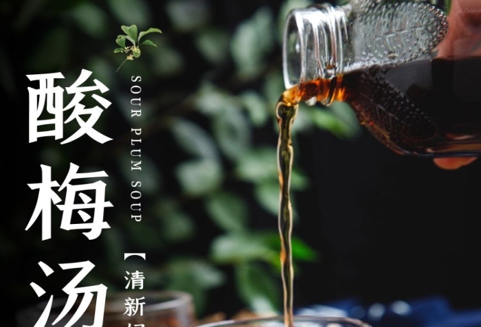 酸梅湯文藝清新褐色食品茶飲詳情頁