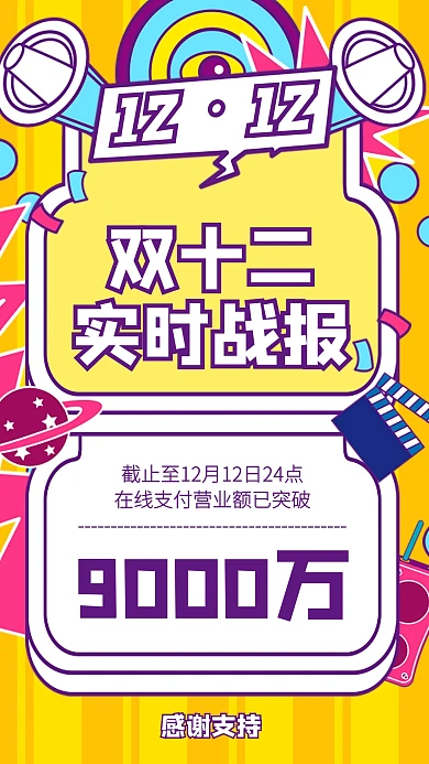 双十二销售战报手机海报