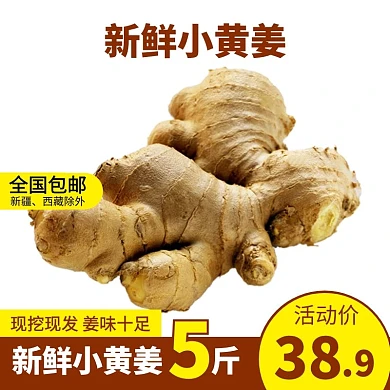 黄棕色大气新鲜生姜电商主图直通车