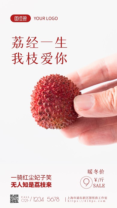 簡約風(fēng)攝影圖荔枝溫情暖冬價(jià)攝影圖海報(bào)