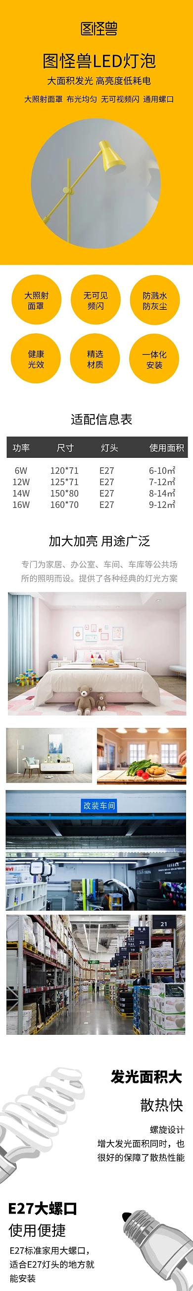 LED灯简约时尚产品详情页