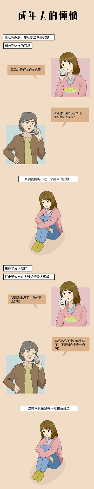 成年人烦恼对话北漂工作亲情条漫