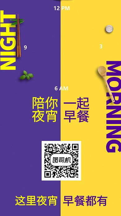创意简约早餐夜宵GIF手机海报