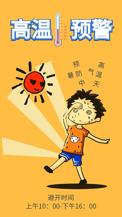 2019夏季卡通高温预警宣传GIF海报