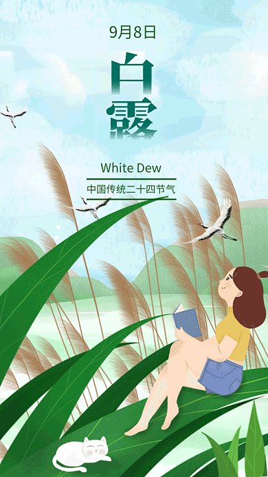 绿色白露gif海报