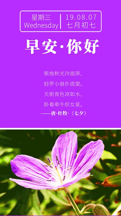 2019紫色创意日签GIF海报