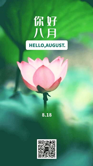 2019绿色清新荷花八月GIF海报