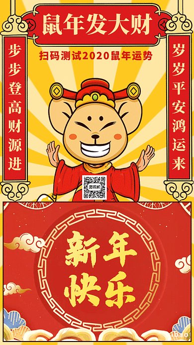 红色喜庆2020鼠年运势测试GIF海报