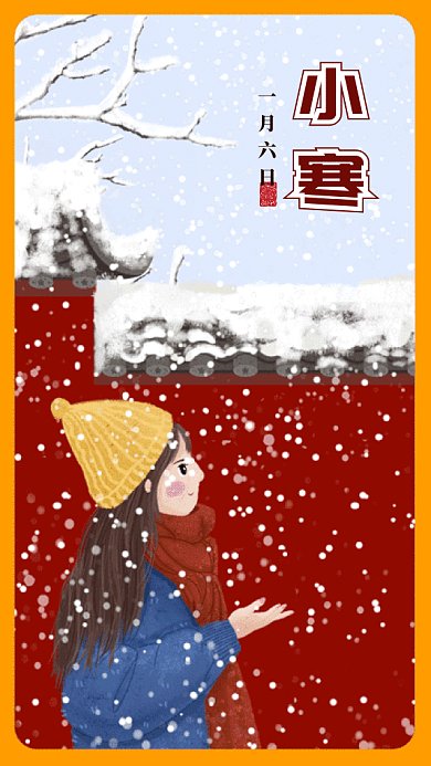 大气二十四节气之小寒gif手机海报