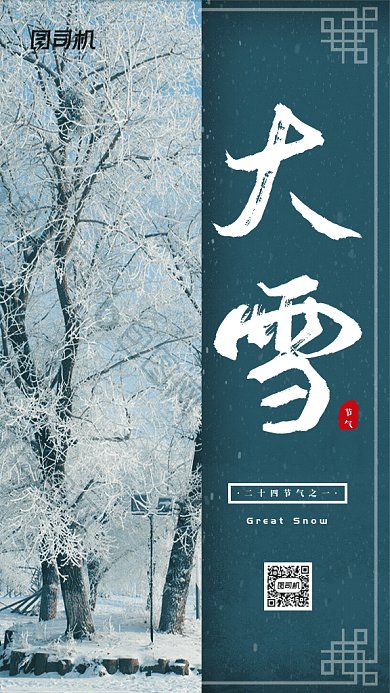 原创简约大气大雪节气GIF动态海报