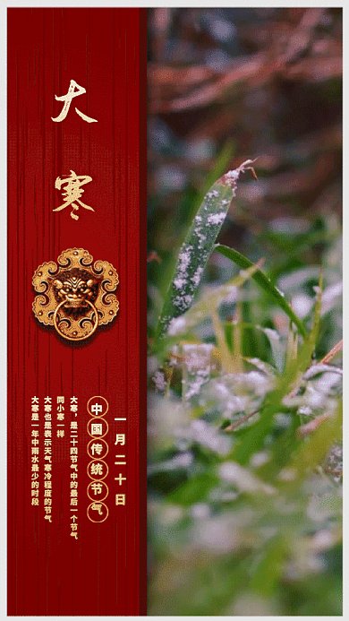 中国节日二十四节气之大寒gif手机海报