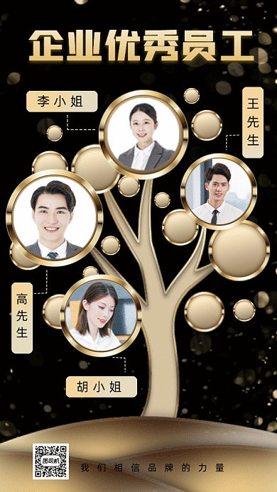 树状图优秀员工gif手机海报