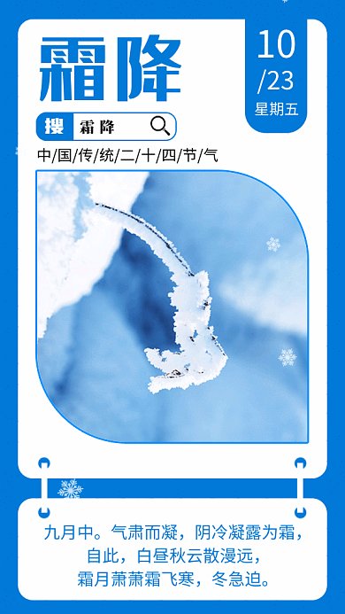 霜降节气创意霜花写实gif海报