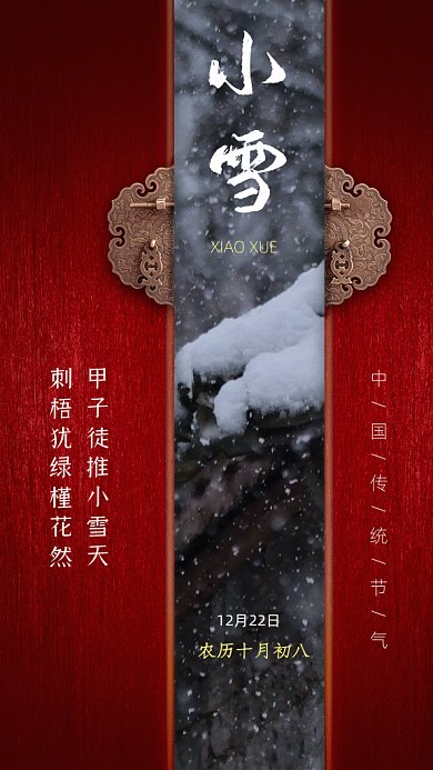 小雪节气写实gif竖版海报