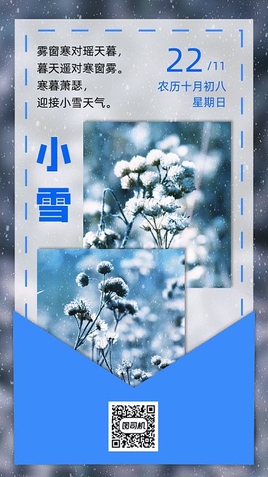 小雪节气写实gif竖版海报