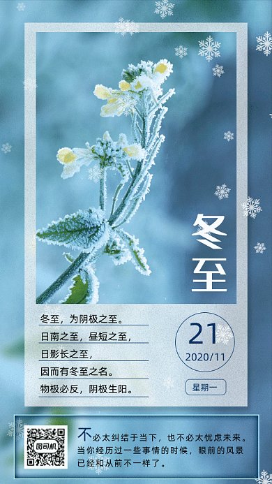 冬至节气飘雪gif竖版海报
