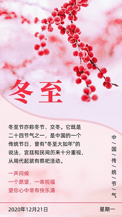 冬至节气写实风格gif竖版海报