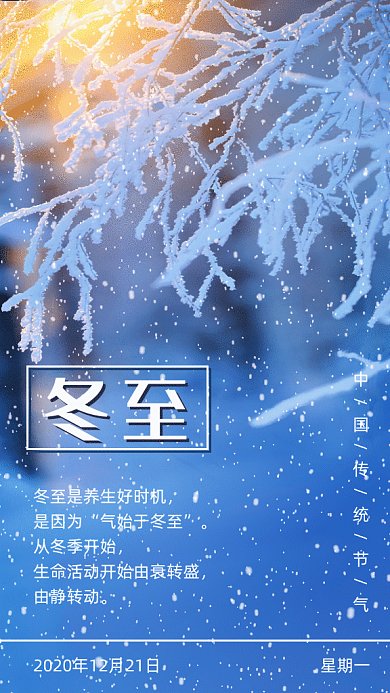 冬至节气写实风格gif竖版海报