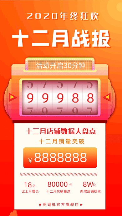 十二月战报橙色简约风格gif海报
