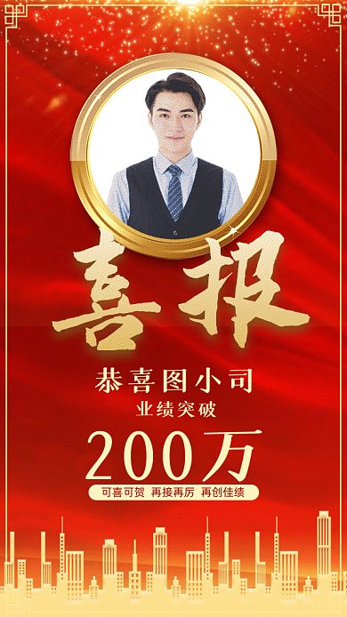 业绩表彰金色粒子喜报gif海报