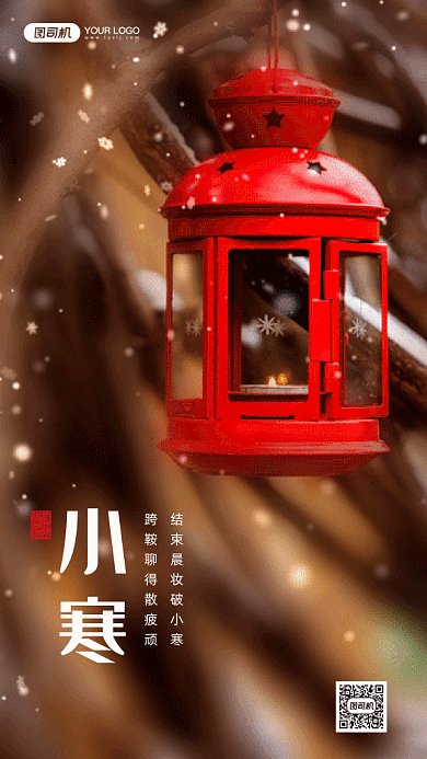 小寒唯美红色实拍摄影图gif手机海报