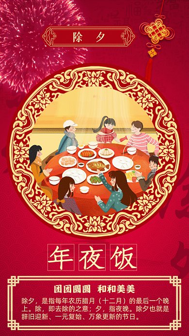 春节习俗红色中国风gif海报