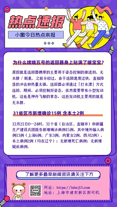 热点速报卡通新闻宣传紫色GIF手机海报