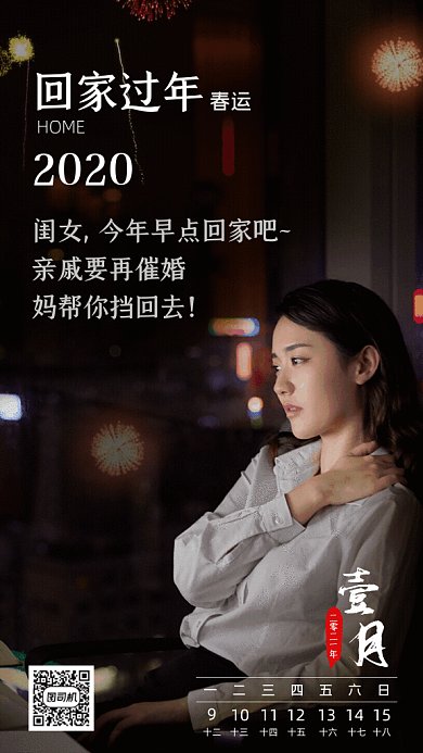 回家过年简约春运冷色GIF手机海报