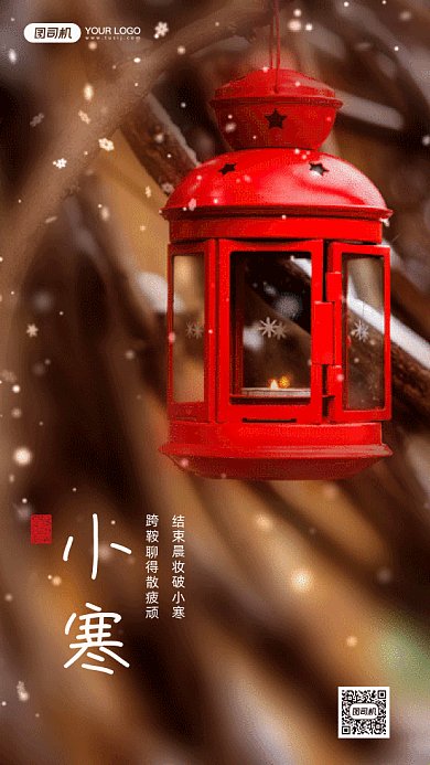 小寒唯美红色实拍摄影图gif手机海报