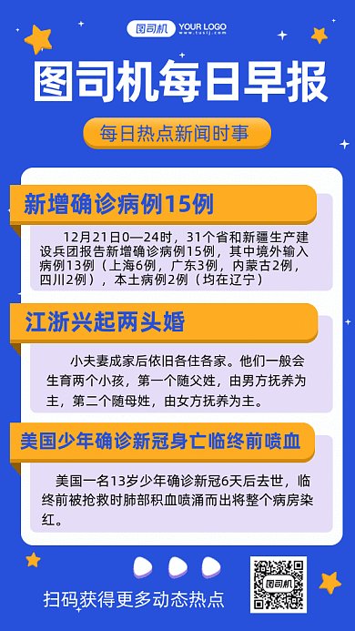 今日早报简约蓝色卡通创意gif手机海报