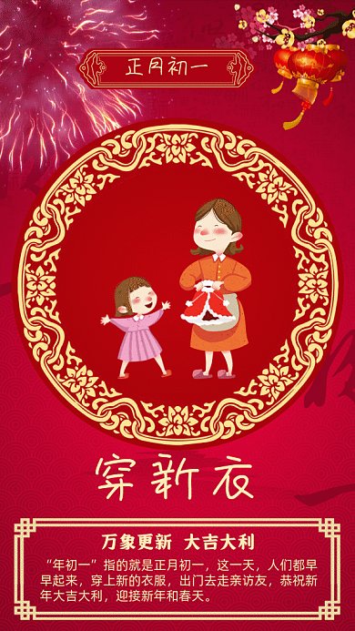 春节习俗红色中国风gif海报
